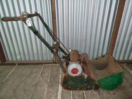 VINTAGE PUGH CYLINDER MOWER/CATCHER - RARE - CONDITION FAIR