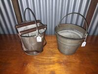 RARE FLAT SIDED MOP BUCKET - GALVANISED BUCKET - CONDITION FAIR