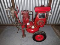 VINATGE CLISBY AUSTRALIAN MADE COMPRESSOR POWERED BY VILLIERS BALLARAT PETROL MOTOR - GOING - CONDITION GOOD