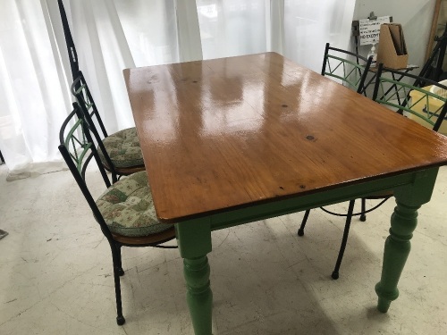 Vintage Farmhouse Table and 4 Contemporary Chairs