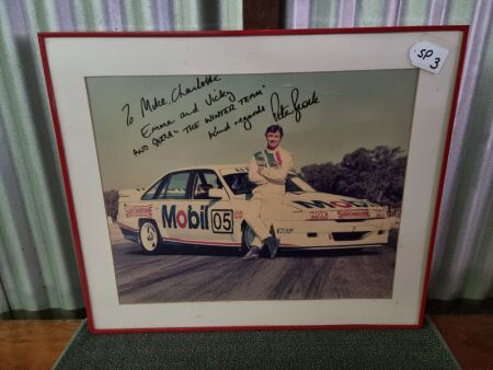 PETER BROCK SIGNED PHOTO - TO MIKE, CHARLOTTE, EMMA and VICKI- (AND GAZZA AND THE WHOLE TEAM) - CONDITION VERY GOOD