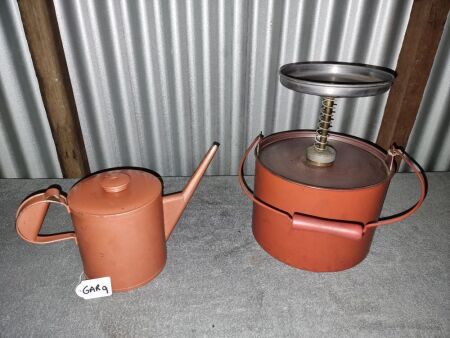 REGA 4 PINT OIL CAN/POURER AND OIL FILTERING CAN - CONDITION VERY GOOD