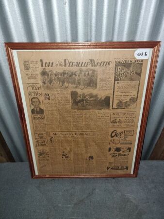 1933 FRAMED 'THE MAIL NEWS' PUSH BIKES - 645 X 545 - CONDITION VERY GOOD