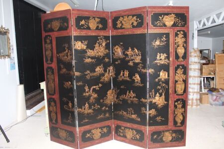 Large 4 Part Contemporary Chinese Chinoiserie Style Screen