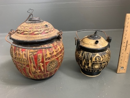 2 Vintage Opium Pots