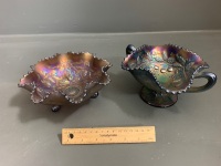 2 x Carnival Glass Bowls