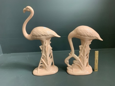 2 x Ceramic Pink Flamingos