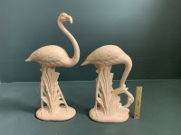 2 x Ceramic Pink Flamingos - 2