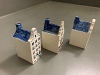 3 x Blue and White Delfts Ceramic Handpainted Miniature Houses - 2