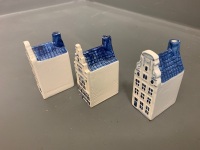 3 x Blue and White Delfts Ceramic Handpainted Miniature Houses - 4