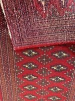 Small Hand Knotted Wool Runner Red - 2