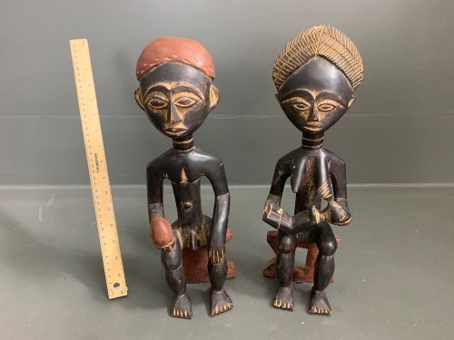 Ivory Coast Maternity (Baulo) and Male Carved Figures