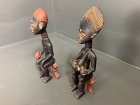 Ivory Coast Maternity (Baulo) and Male Carved Figures - 2