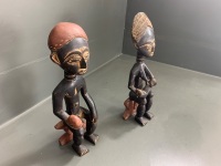 Ivory Coast Maternity (Baulo) and Male Carved Figures - 3