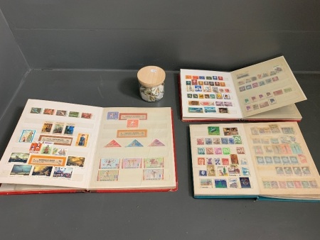 3 Stamp Albums w Stamps + Extra Stamps