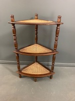 Timber Rattan Corner Shelf