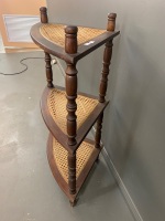 Timber Rattan Corner Shelf - 2