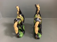 2 Glazed Ceramic Horse Statues - 3