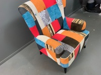 Colourful Retro Style Patchwork Armchair - 3