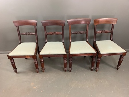 4 Antique William IV Mahogany Curved Back Chairs