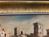 Gilt Framed Oil On Board Depicting City Entrance - Signed Bertran - (as is) - 3