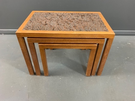 Mid-Century Timber and Beaten Copper Nesting Tables (3)