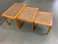 Mid-Century Timber and Beaten Copper Nesting Tables (3) - 3