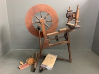 Vintage Baynes Colonial Timber Spinning Wheel w Operating Instructions