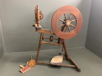 Vintage Baynes Colonial Timber Spinning Wheel w Operating Instructions - 3