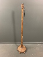 Tall Floor Standing Lamp Stand - Silky Oak w Cast Iron Base (needs rewiring)