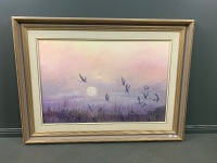 Large Framed Original Oil "Northern Lights" by John Milenkovic