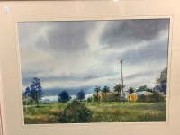 2 Framed Watercolours - Evening Lights + Rain Clouds Over Gilberton by Roy Pye - 2