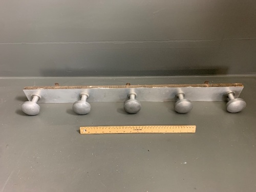 Industrial Coat Rack - Alluminium on Timber Back