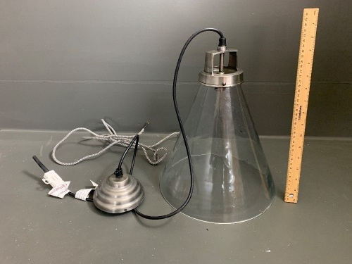 5 Large Unused Pendant Glass Light Fittings