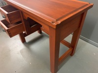 Timber Writing Desk w 2 Drawers - 4