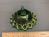 Green Carnival Glass Bowl - 2