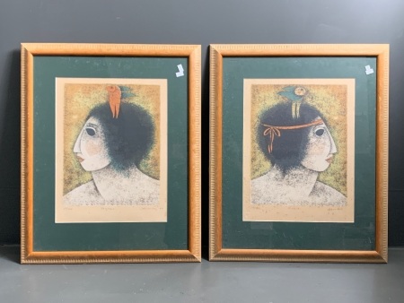 Pair of Limited Edition Prints (67/300) by Jab Lonsley - Timber Framed Behind Glass