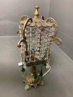 Decorative Brass Lamp with Clear and Green Glass Droppers (as is) - 2