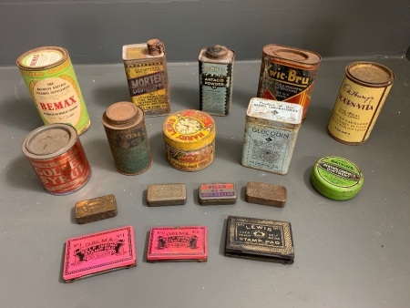 Assorted Lot of Vintage Tins and Stamp Pads