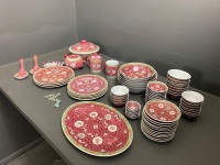 Chinese Famille Rose Mun Shou Porcelain Dinner Set - 2