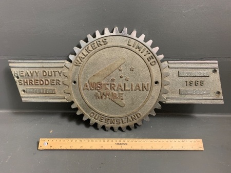 Walkers Limited QLD (Maryborough) Plane Creek Sugar Cane Shredder Makers Steel Plaque