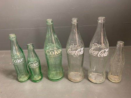 6 x Different Early Coca Cola Bottles