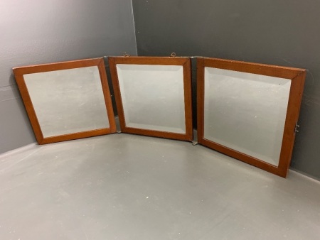 Edwardian 3-Part Bevelled Travelling Dressing Mirrors