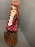 Vintage Ceramic Doll on Timber Base - 2