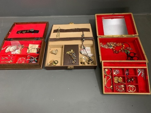 3 x Jewellery Boxes with Assorted Jewellery