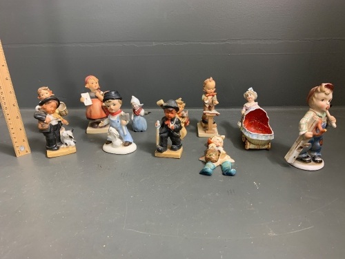 11 Mostly German and Dutch Style Figurines inc Goebel Hummel - Most Marked to Base - (1 as is)