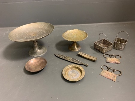 Assorted Lot of Asian Metalware - Brass, Steel etc