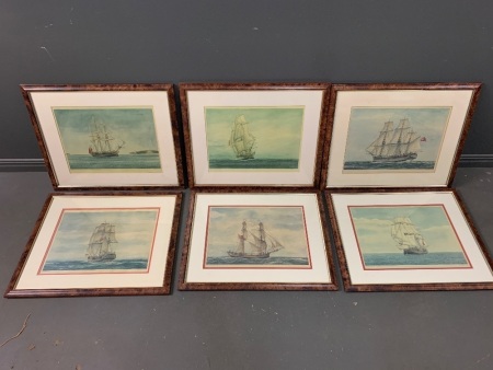 Set of 6 Limited Edition Prints of First Fleet - Signed Frank Allen 1987