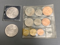 Full Set of British Coins (1953) + 2 x 5 Shillings Pieces (1953 & 1960) - 2