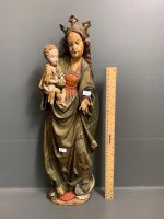 Vintage Austrian Madonna and Child - Carved and Painted